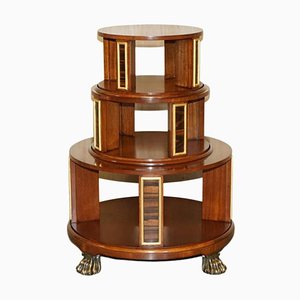 Satinwood & Walnut Revolving Bookcase Table with Lions Paw Feet