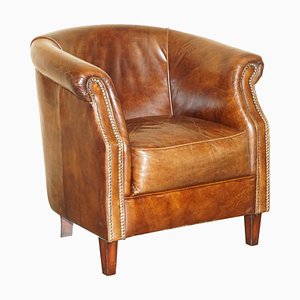 Fauteuil Club en Cuir Marron