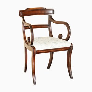 Sedia da ufficio vintage Regency in legno duro con gambe a sciabola