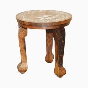 Table d'Appoint Shibayama Antique en Bois Dur Incrusté, Japon, 1900