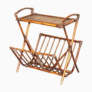 Bergère Vintage en Bois Courbé, Bambou et Rotin, 1960s