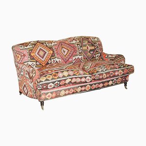 Vintage Kilim Upholstered Sofa in the style of Howard & Sons Style