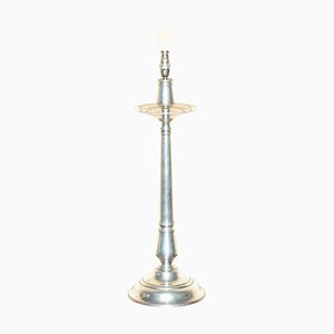 Large Pewter Candleholder Table Lamp, Italy