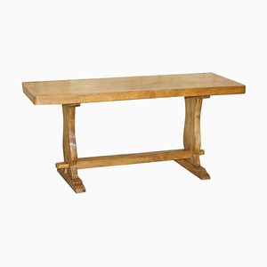 EnglishBurr Oak One Plank Top Refectory Dining Table, 1880s