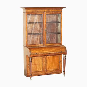 Antique Victorian Walnut Scriban Bureau Bookcase, 1860s