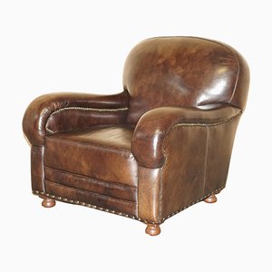 Vintage Brown Leather Club Armchair