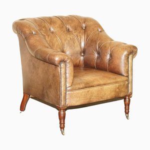 Brown Leather Chesterfield Armchair from George Smith