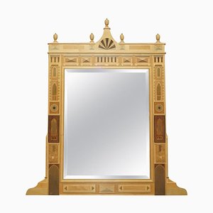 Overmantle Marquetry Wall Mirror with Artwork, 1993