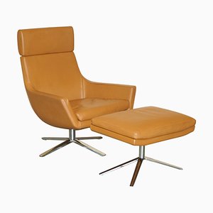 Fauteuil et Ottomane Jill en Cuir Marron par Bob Anderson, Set de 2