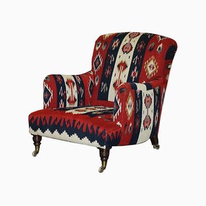 Victorian Bridgewater Armchair with Kilim Upholstery from Howard & Sons