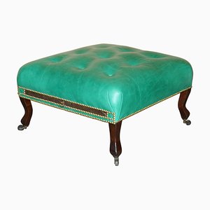 Georgian Chesterfield Leather Footstool with Slip Serving Tray, 1760s