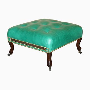 Georgianischer Chesterfield Leder Fußhocker mit Serviertablett, 1760er