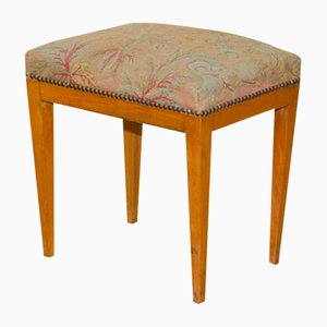 Biedermeier Swedish Walnut Dressing Table Stool with Embroidered Top, 1880s