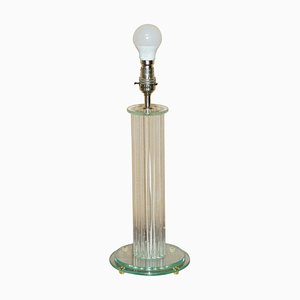 Hohe Stehlampe aus Glas & Messing