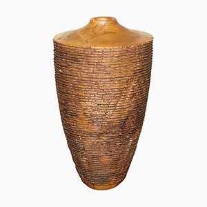 Large Ornately Hand Carved Wooden Vase