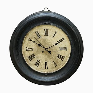 19th Century French Steel Wall Clock with New Movement and Roman Numerals, 1880s