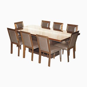 Tavolo da pranzo con sedie in legno di Kesterport, America, set di 9