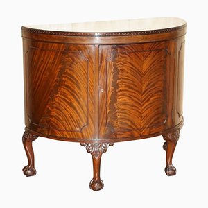Flamed Hardwood Claw & Ball Foot Demi Lune Sideboard, 1900s