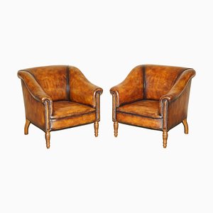 Brown Leather Armchairs from George Smith, Set of 2