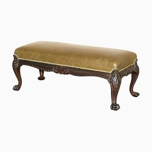 Lions Hair Paw & Main Carved Bench Ottoman Footstool, 1860s
