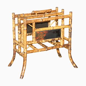 Movement Bamboo Carved Chinese Magazine Paper Rack, 1880s