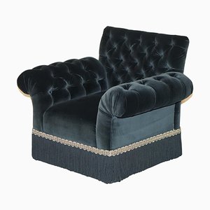 Chelsea Butterfly Black Velvet Chesterfield Armchair from George Smith