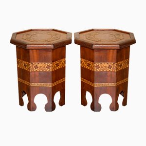 Moroccan Inlay Side End Lamp Wine Tables from Libertys London, Set of 2