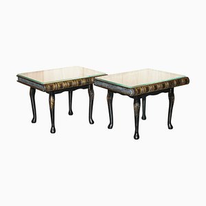 Faux Book Topped Side Tables on Cabriole Legs, Set of 2