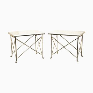 Bel Air Console Tables Lions Paw Feet & Italian Marble Tops from Ralph Lauren, Set of 2