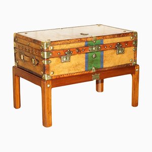 British Army Brown Leather Trunk Coffee Table Honi Soit Qui Mal Y Pense
