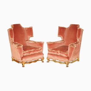 Italian Carolean-William Morris Wingback Armchairs, Set of 2