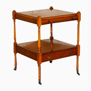 Flamed Mahogany Side Table with Butlers Serving Tray from Bradley Furniture, 1980s