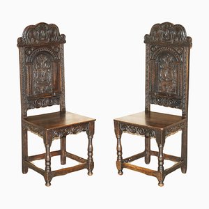 Antique 17th Century English Oak Chairs from the Film Hellboy, Set of 2