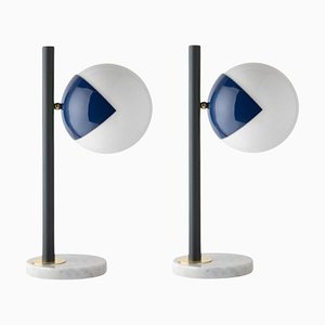 Blue Dimmable Table Lamps Pop-Up Black by Magic Circus Editions, Set of 2
