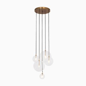 Cluster 5 Mix Hanging Lamp in Brass by Schwung