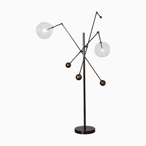 Milan Three-Arms Black Gunmetal Floor Lamp by Schwung