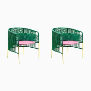 Green Caribe Lounge Chairs by Sebastian Herkner, Set of 2