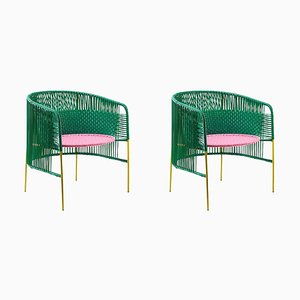 Set of Green Caribe Lounge Chairs by Sebastian Herkner
