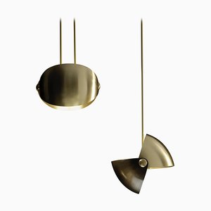 Italian Eirene Brass Pendant Lamps by Esperia, Set of 2