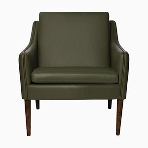 Mr. Olsen Lounge Chair in Walnut and Pickle Green Leather by Warm Nordic