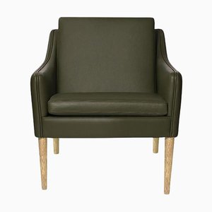 Fauteuil Mr. Olsen en Chêne Fumé avec Cuir Pickle Green par Warm Nordic