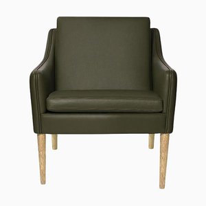 Mr. Olsen Lounge Chair in Smoked Oak with Pickle Green Leather by Warm Nordic