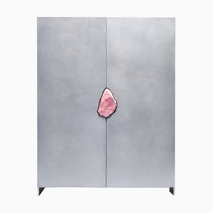 Hand-Sculpted Side Cabinet with Original Thulite Stone by Pierre De Valck