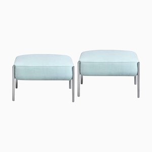 Ara Ottomans in Blau & Chrom von Pepe Albargues, 2er Set