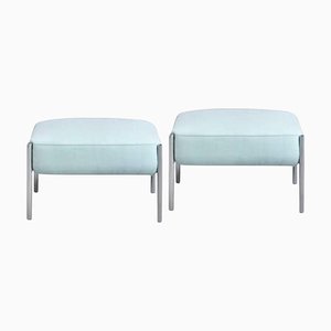 Ara Ottomans in Blue and Chrome by Pepe Albargues, Set of 2