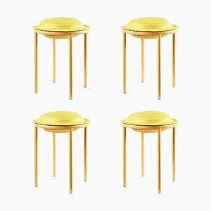 Tabourets Cana Jaunes par Pauline Deltour, Set de 4