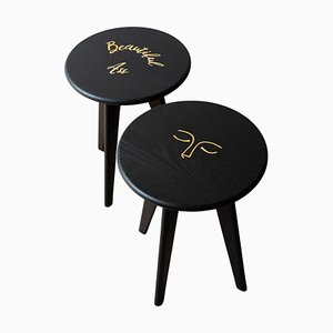 Black Stained Ash Assy Stools by Mademoiselle Jo, Set of 2