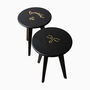 Set of Black Stained Ash Assy Stools by Mademoiselle Jo