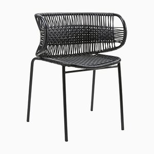 Black Cielo Stacking Chair with Armrest by Sebastian Herkner