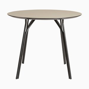 Small Beige Black Dining Table by Elisabeth Hertzfeld